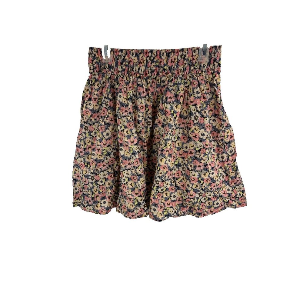 H&M Womens Floral Skirt Elastic Waist Mini Multicolor Casual Size S